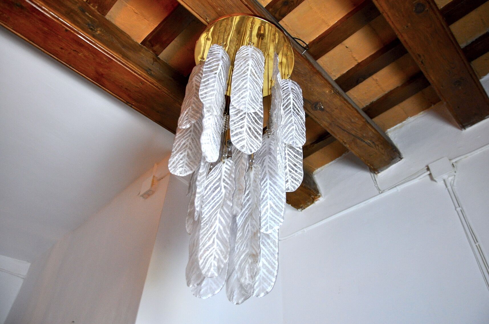 Pendant lamp "Leaves" by Mazzega in Murano glass, Italy, 1970