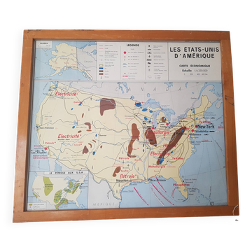 Carte scolaire vintage Etats Unis