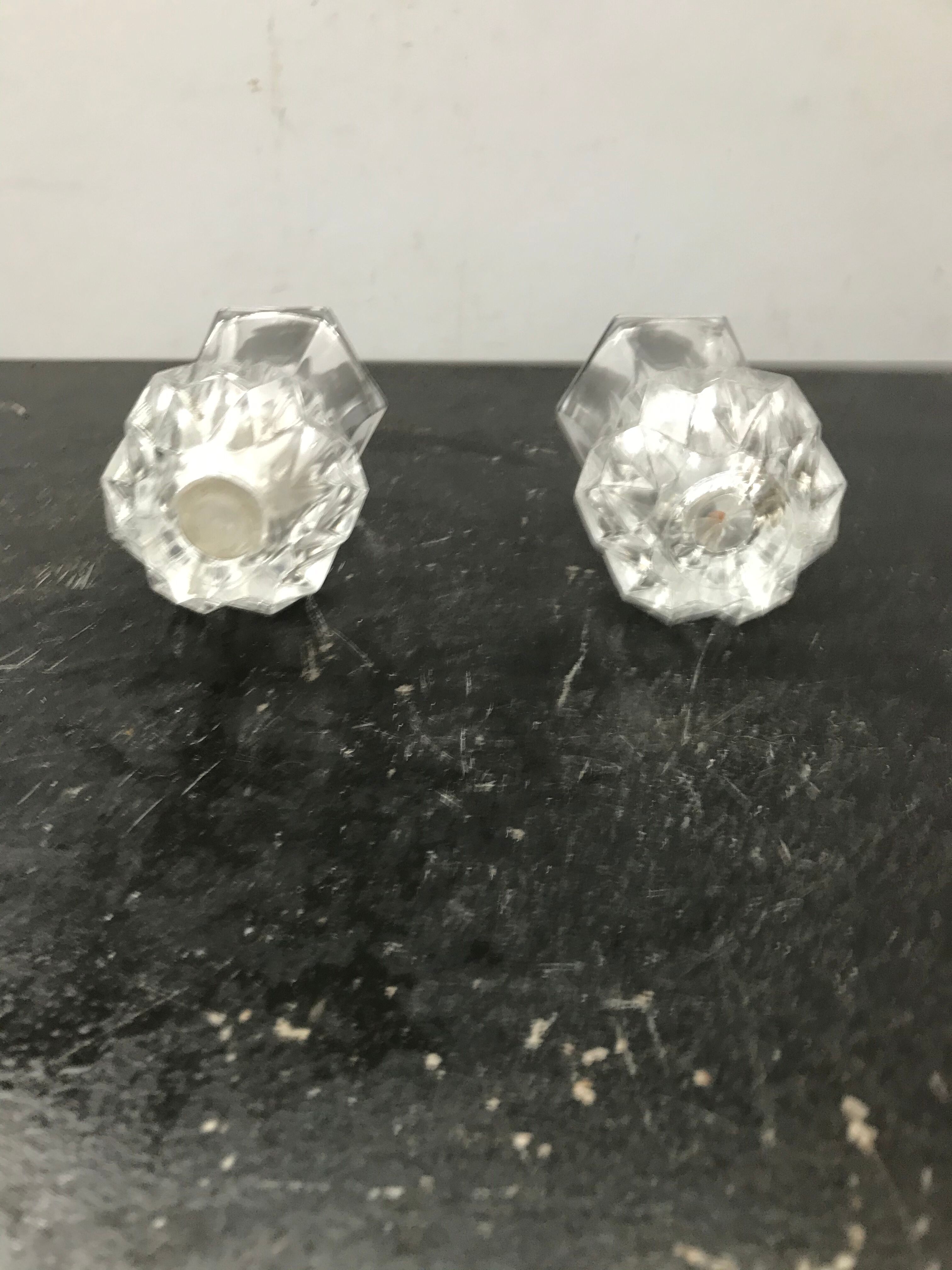 Pair Old Crystal Salerons Small Model Vintage Kitchen Utensils