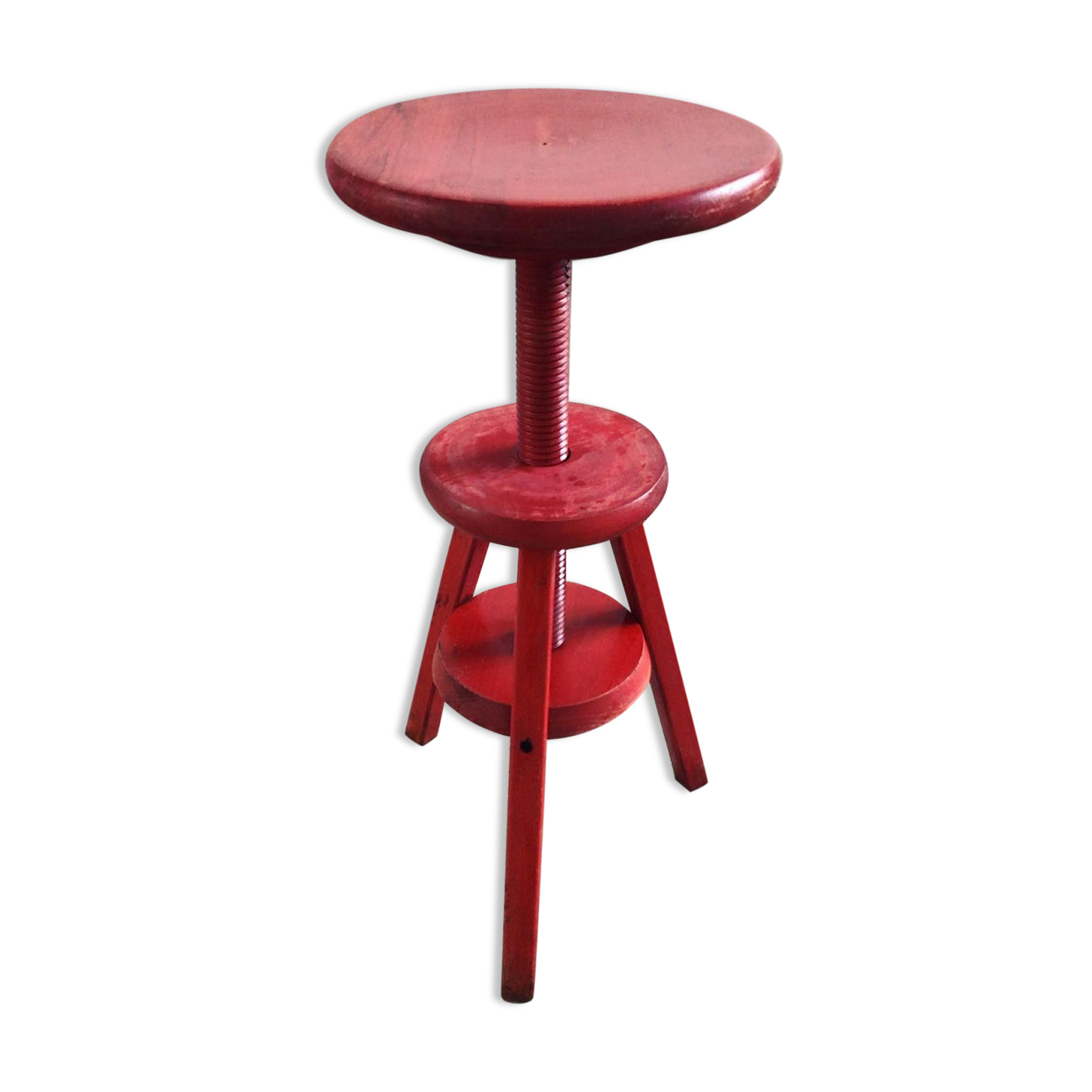 Tabouret d’architecte à vis rouge