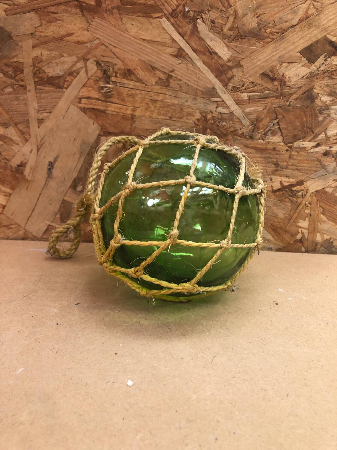 Old Glass Float Marine Ball With Vintage Net
