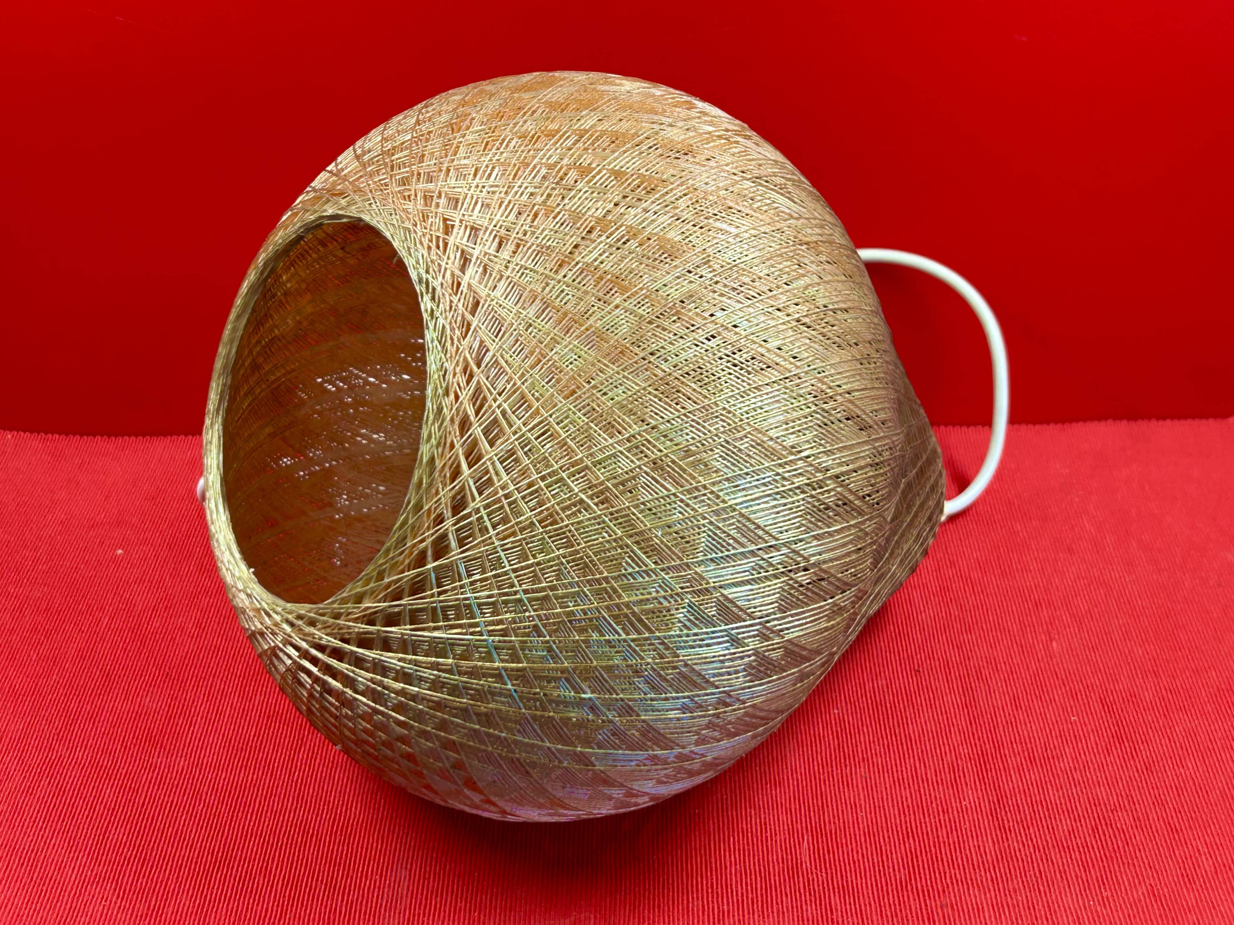 Vintage Scandinavian pear-shaped pendant light in synthetic wire.