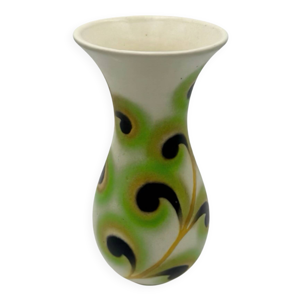 Vase Saint-Clément décor floral stylisé années 70
