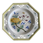 Assiette ancienne décor floral peint à la main - Farandol - 29 cm - Verte