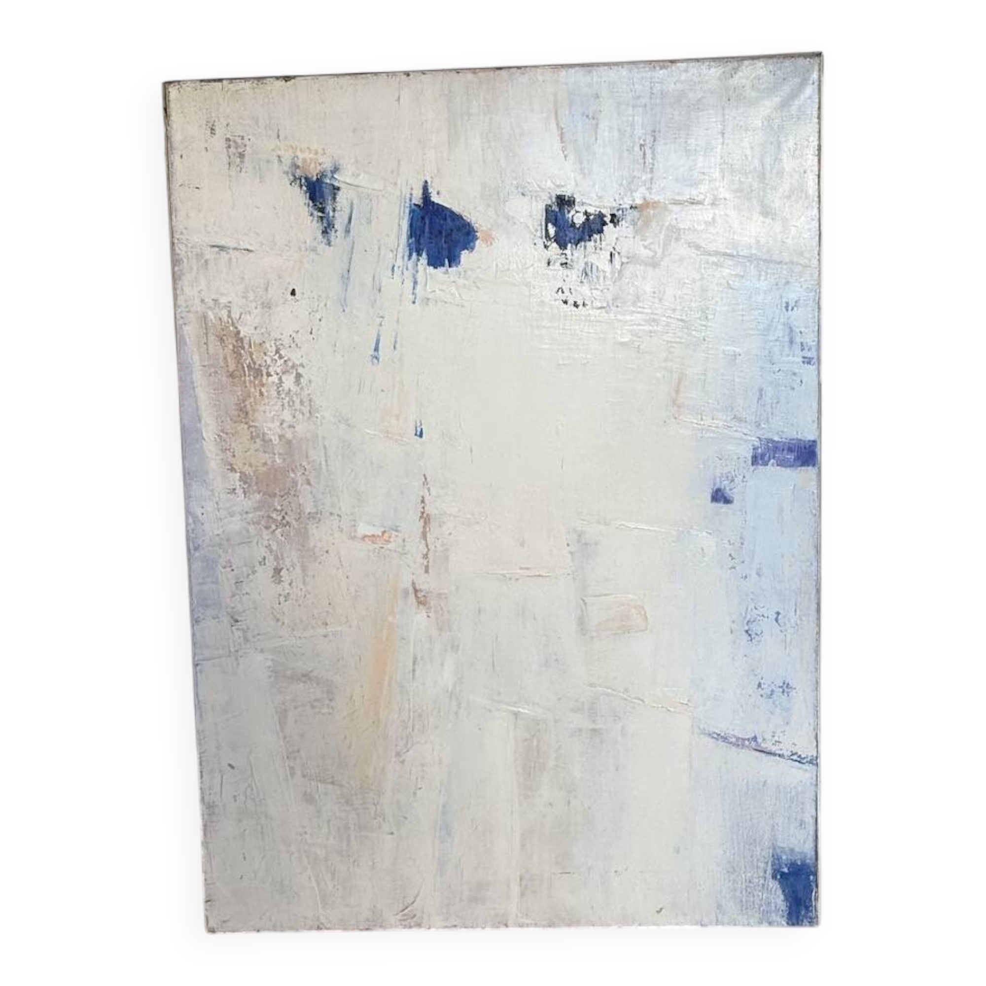 Toile abstraite blanche, peinture à l’huile XXème