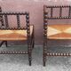 Pair of corner chairs or armchairs "fireplace corner" (Straw seat)