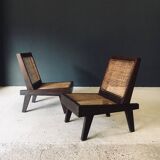 Low Modernist Folding Chairs by Pierre Jeanneret for Chandigarh, India, 1960s, Set of 2