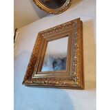 Set of 6 wooden and gilded stucco mirrors