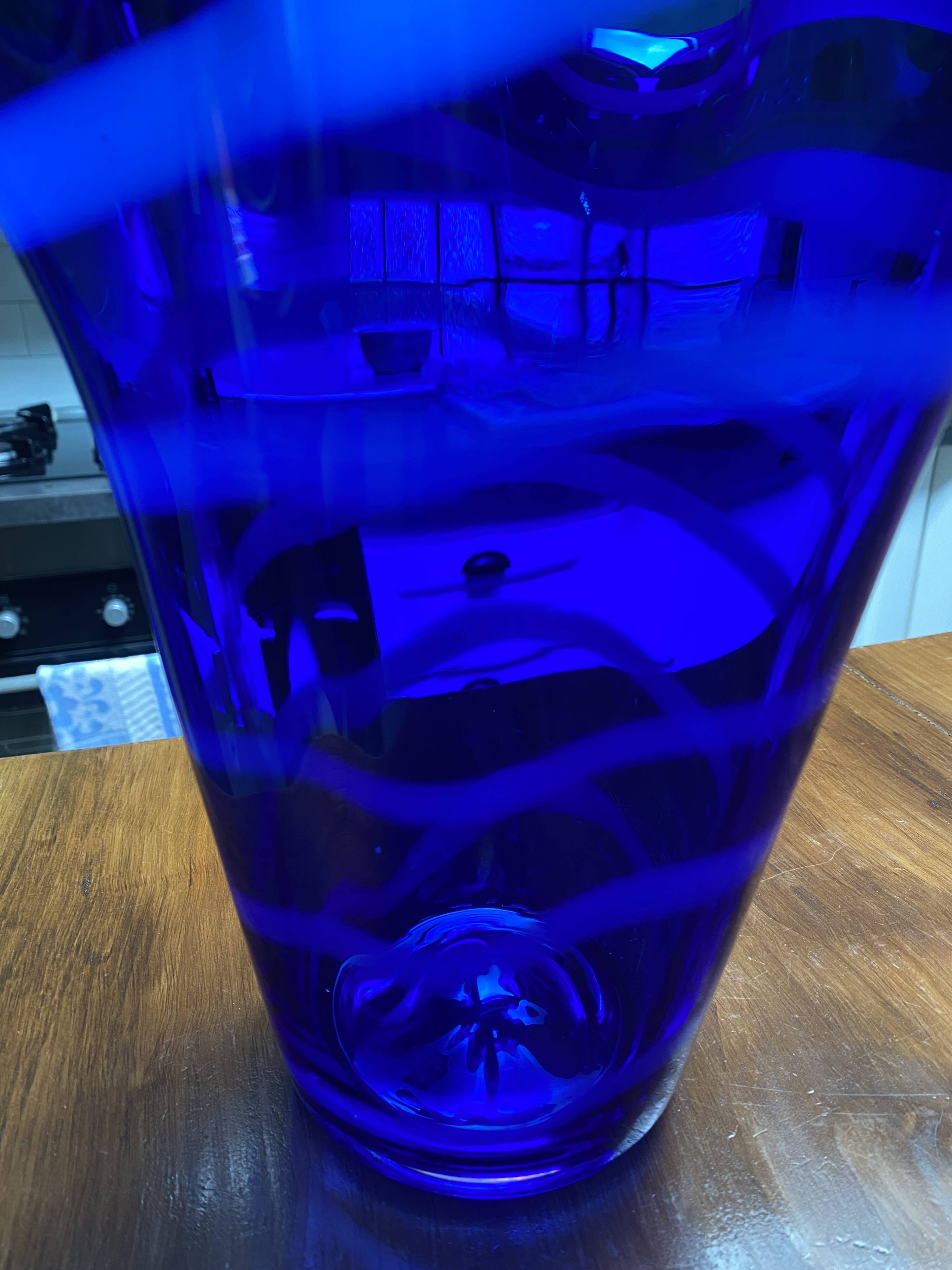 cobalt blue handkerchief vase