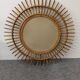 Miroir soleil  XL en rotin des années 50/60