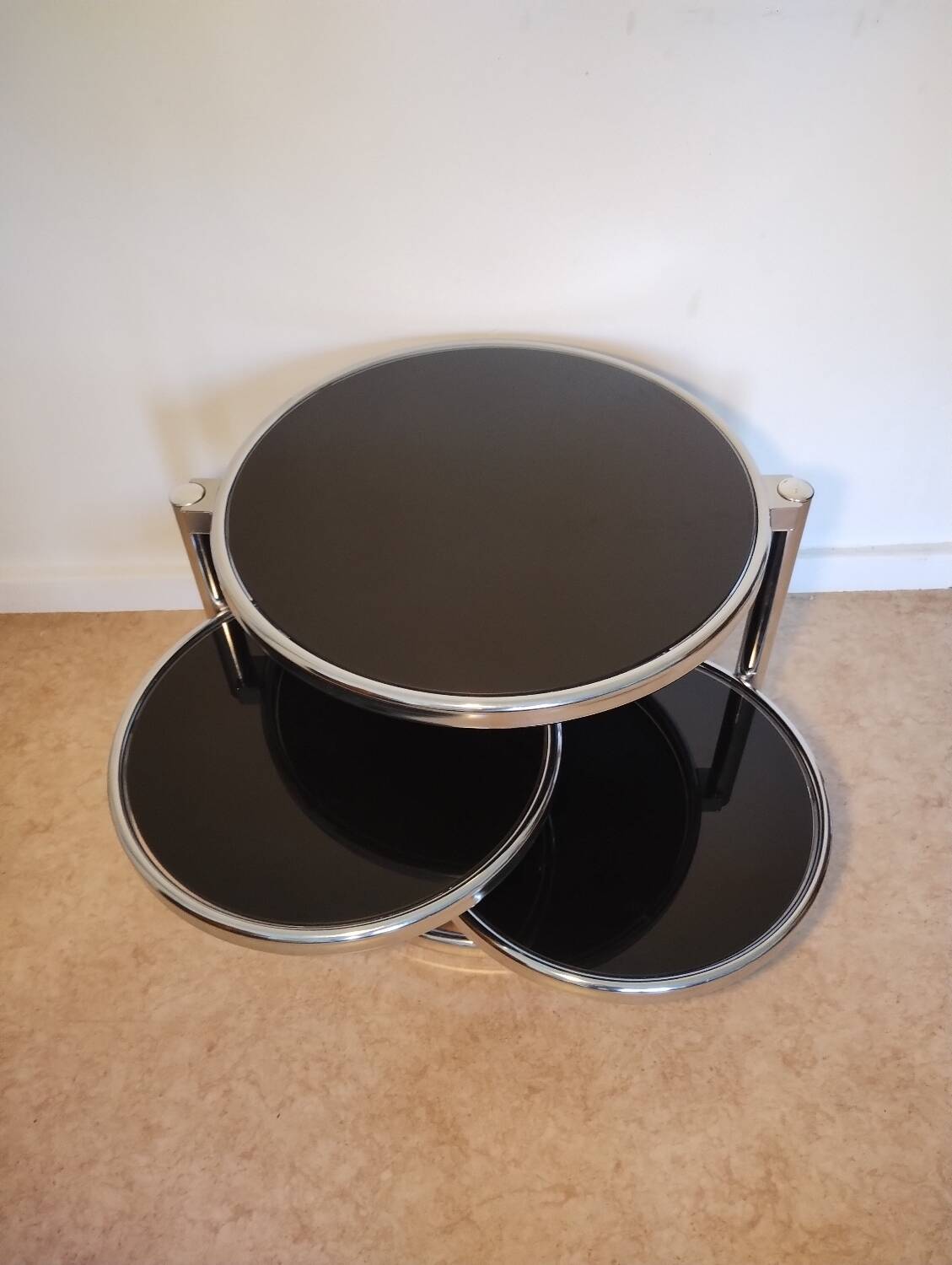 Metal and smoked glass coffee table, 1970