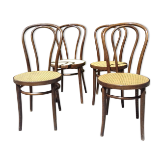 Set of 4 canned bistro chairs ZPM Radomsko design Thonet