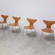 1st edition set of 4 'Lily' chairs in oak by Arne Jacobsen for Fritz Hansen, 1969