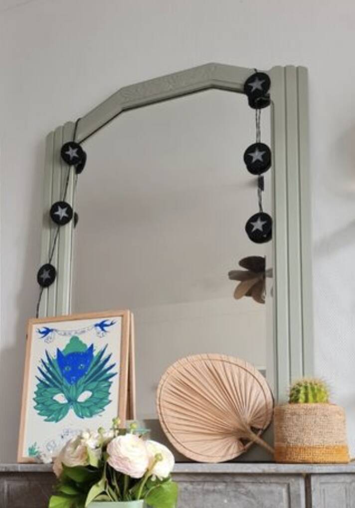 Large vintage solid wood mirror, retro, 40s