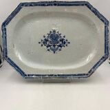 Large octagonal dish in 18th century Rouen earthenware