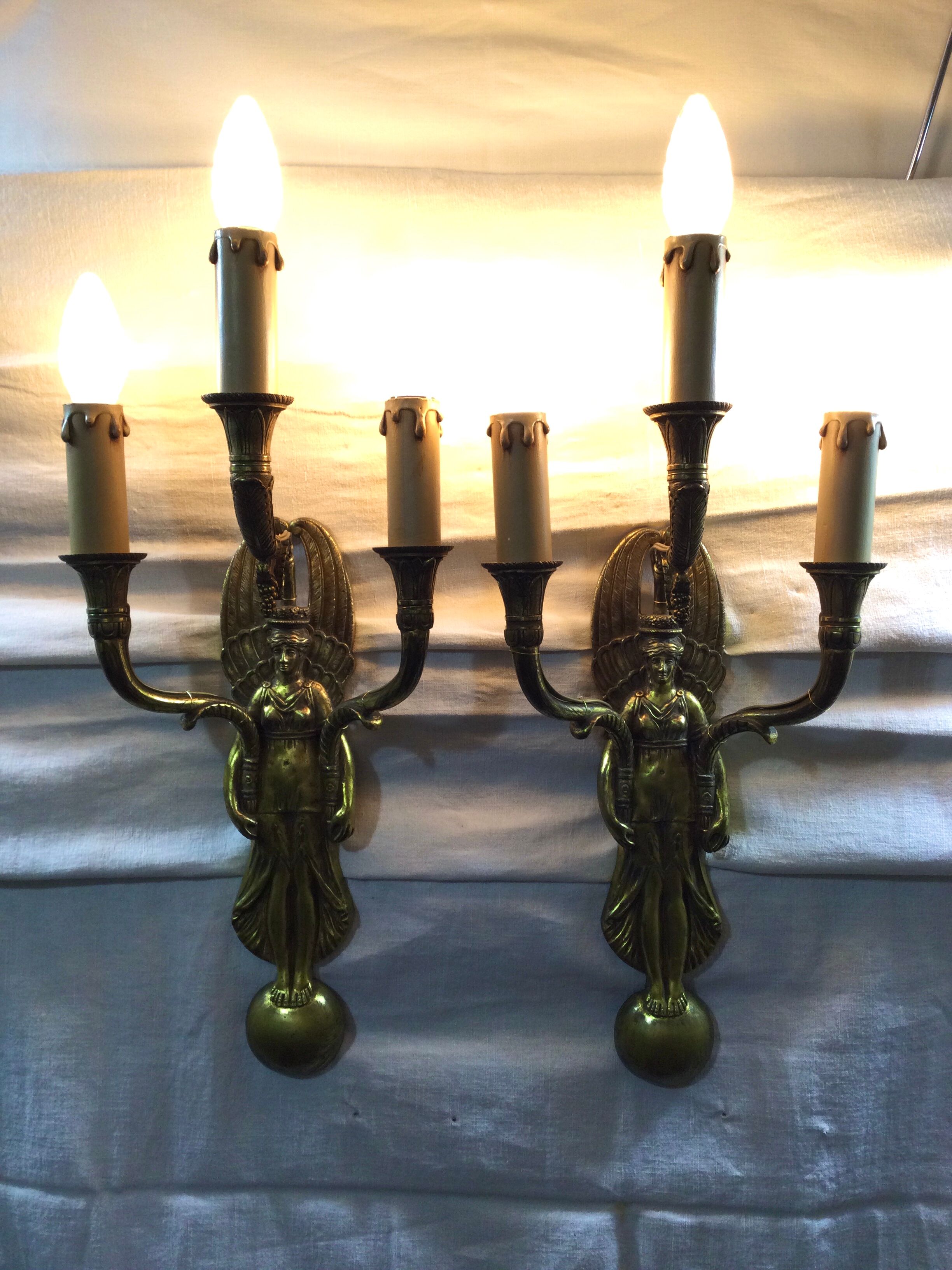 Pair of bronze empire sconces