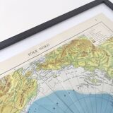 North Pole Arctic Ocean Greenland Iceland vintage map from 1950