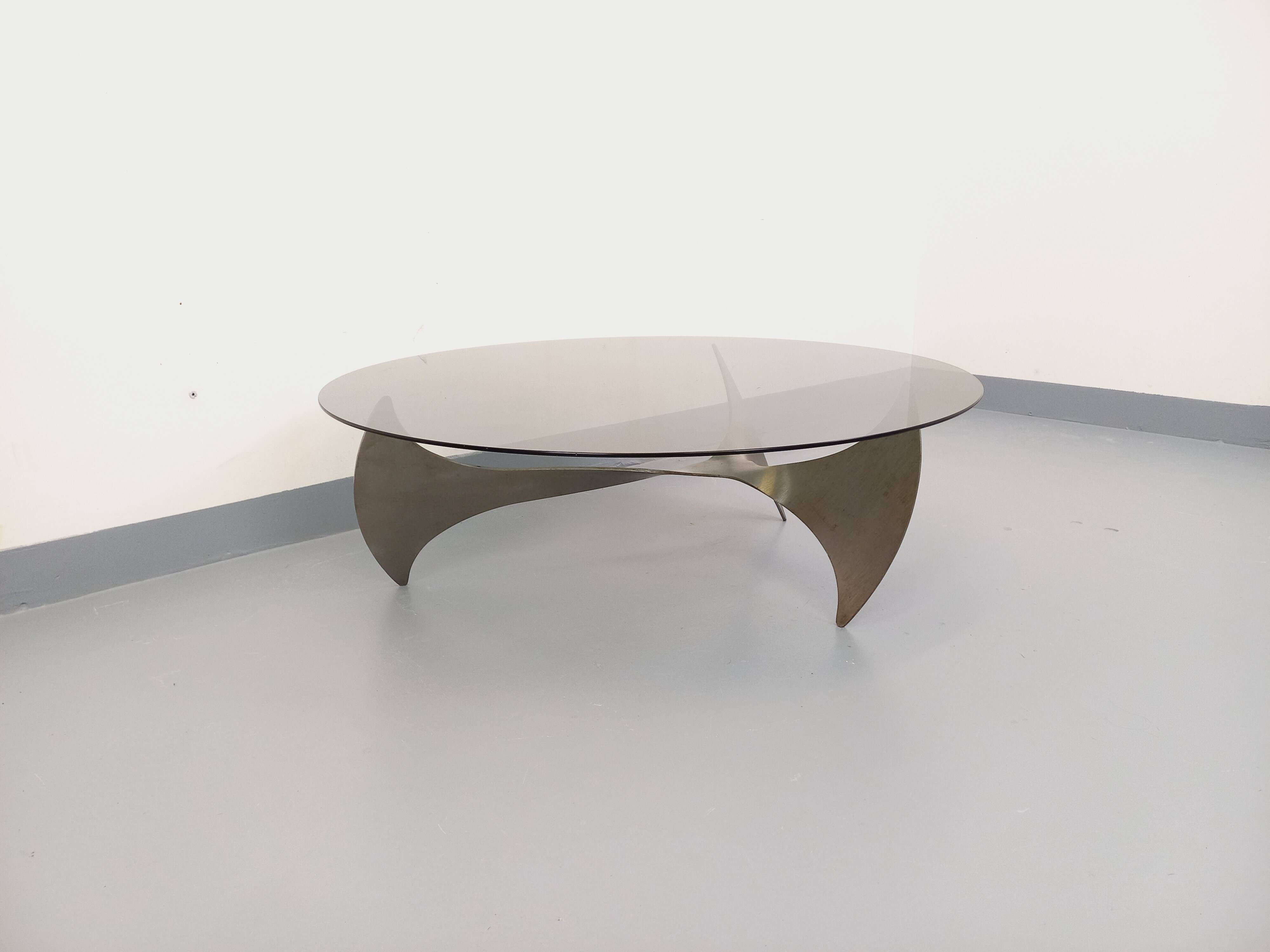 Vintage Propeller coffee table by Knut Hesterberg in steel and glass.