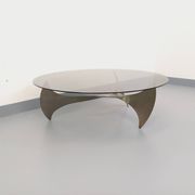 Table basse hélice vintage Propeller de Knut Hesterberg en acier et verre