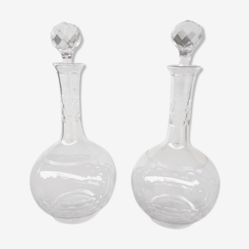 Pair of old glass carafes