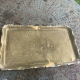 Large rectangular tray in vintage, artisanal and oriental hammered metal