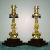 Rare pair of 19th century bronze candlesticks