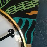Vintage clock golden silent wall clock "Jaz black green ochre"