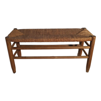 Banc bois et paille