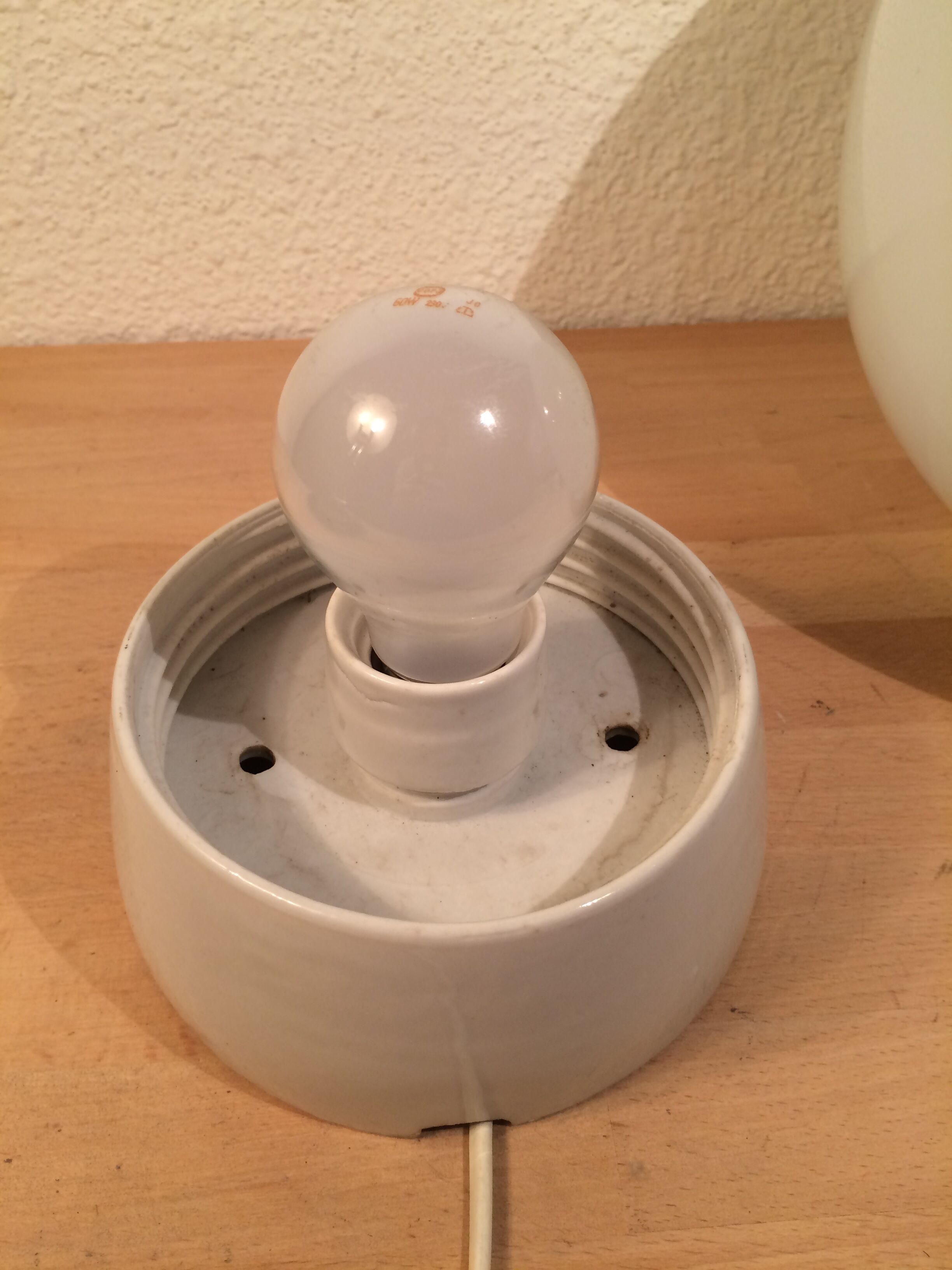 Globe lamp, ceramic and opaline, wall lamp or ceiling lamp