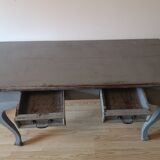Console en teck vintage grise