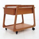 Chariot à couture Sika Mobler, teck, Danemark, vintage, années 1960