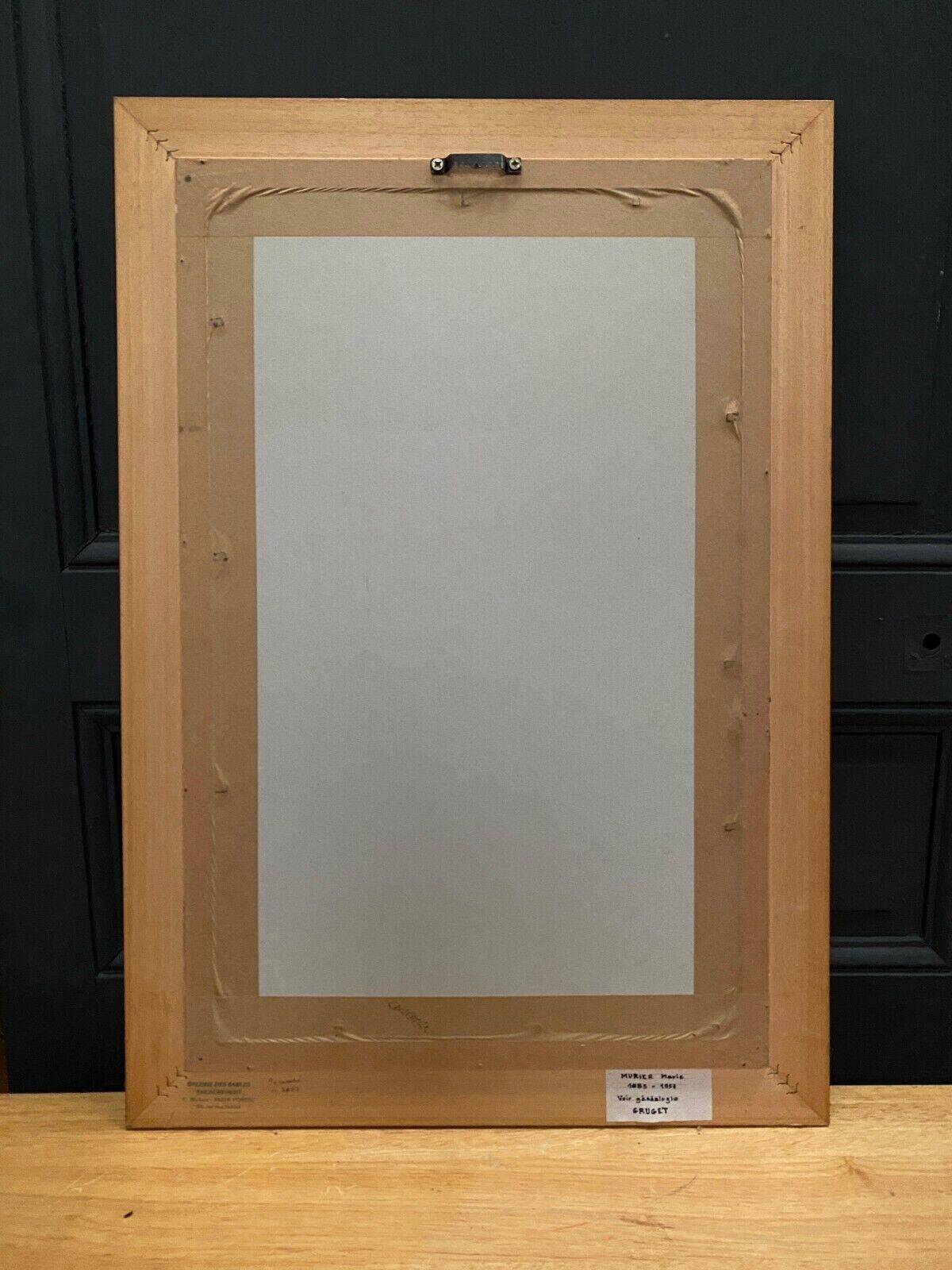 Oil on cardboard by Marie Murier 1940 naturalist decor mid-20th century