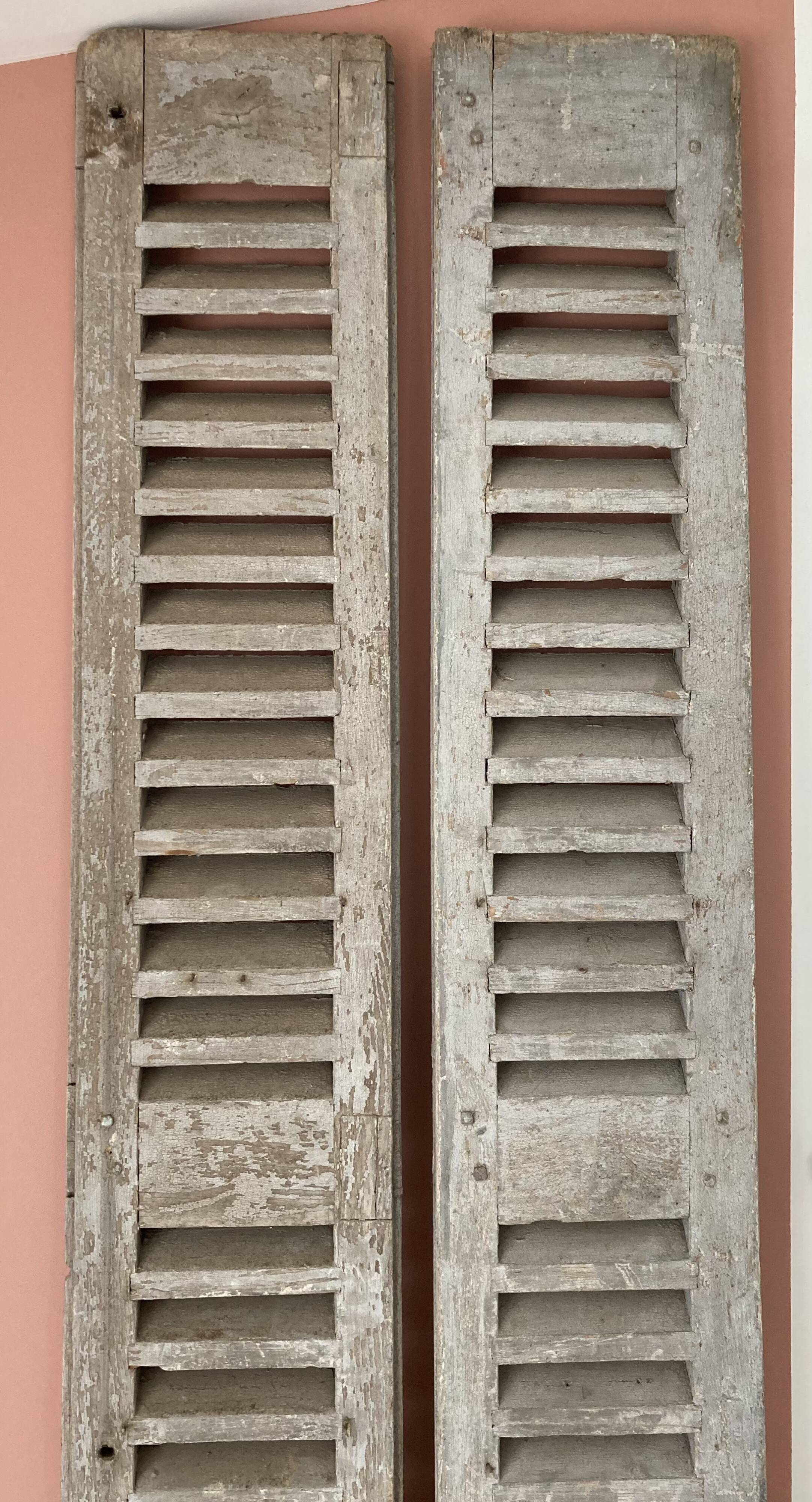 Set of 2 large old louvered shutters