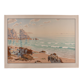 Lithograph by henri rivière les aspects de la nature bretagne 1899