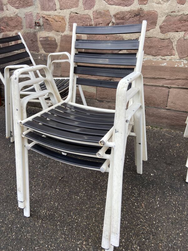 Set de 8 chaises de jardin terrasse vintage 1970