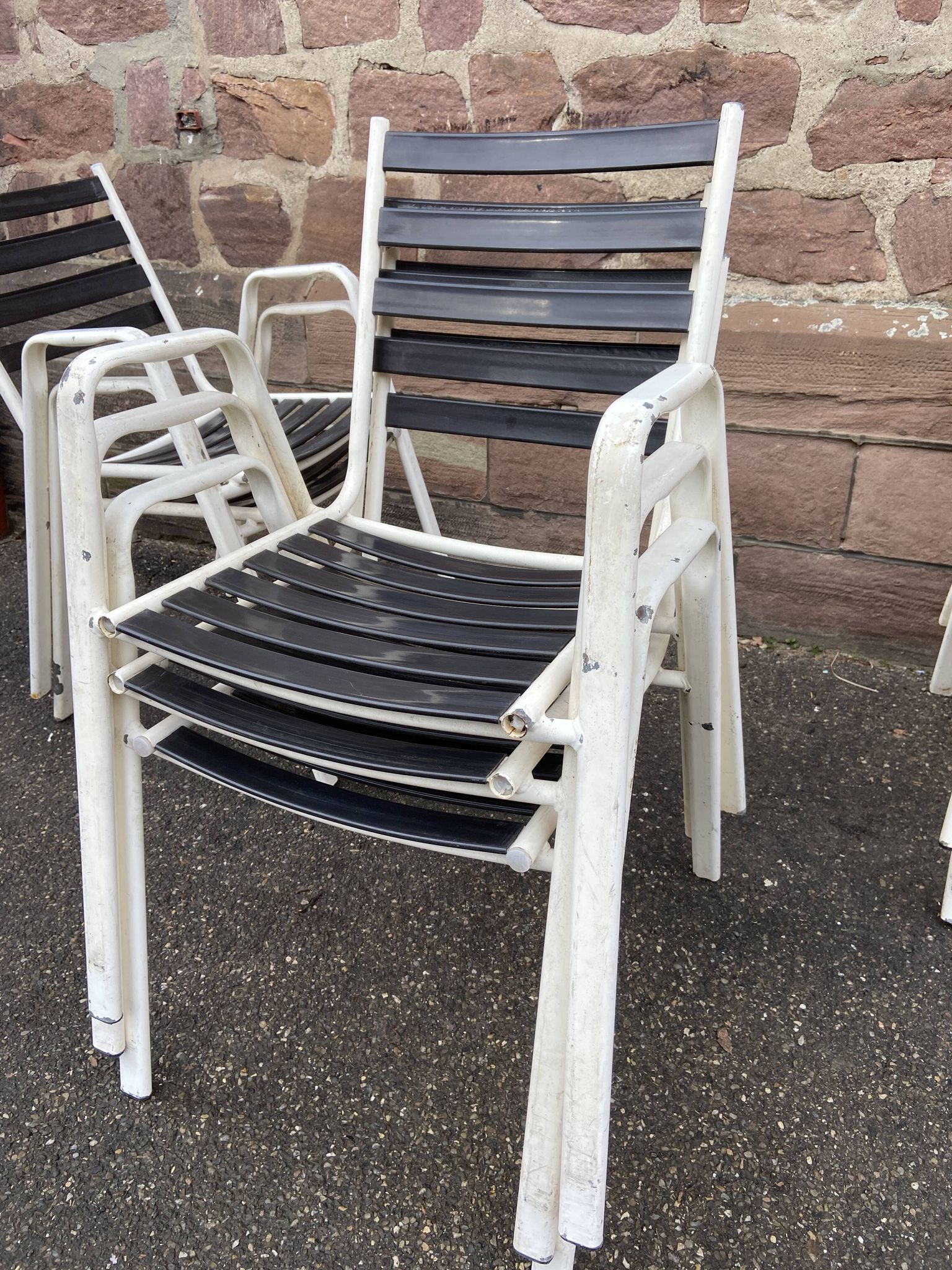 Set of 8 vintage terrace garden chairs 1970