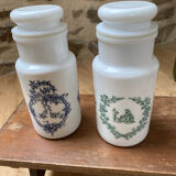 Opaline apothecary pots