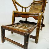 Antique chinese handcrafted bamboo lounge chair, 1900