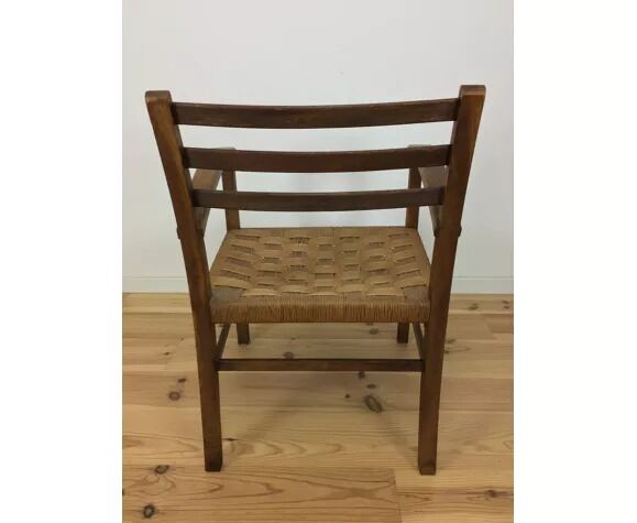 Rope and wood vintage armchair 50s