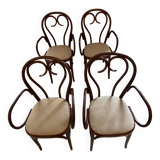 Set of 4 curved wooden armchairs