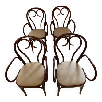 Suite de 4 fauteuils en bois courbé