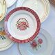 Multicolored flower dinner plates from Moulin des Loups, St Amand and Badonville