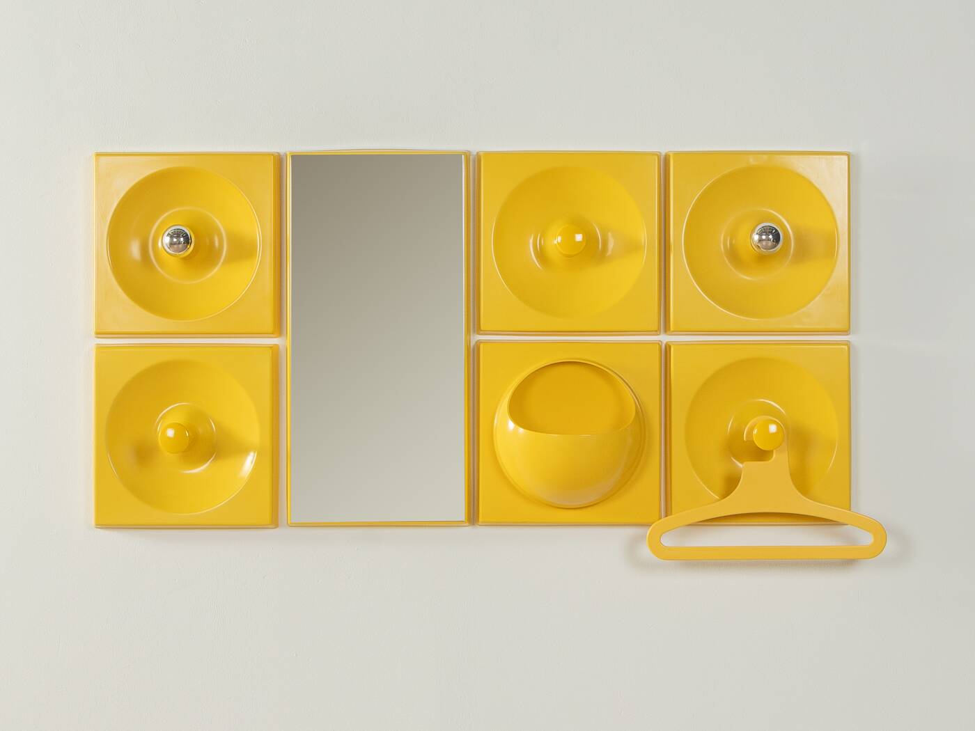 Eight-piece Space Age QUADRO coat rack set by Jürgen Lange for Schönbuch, 1970s