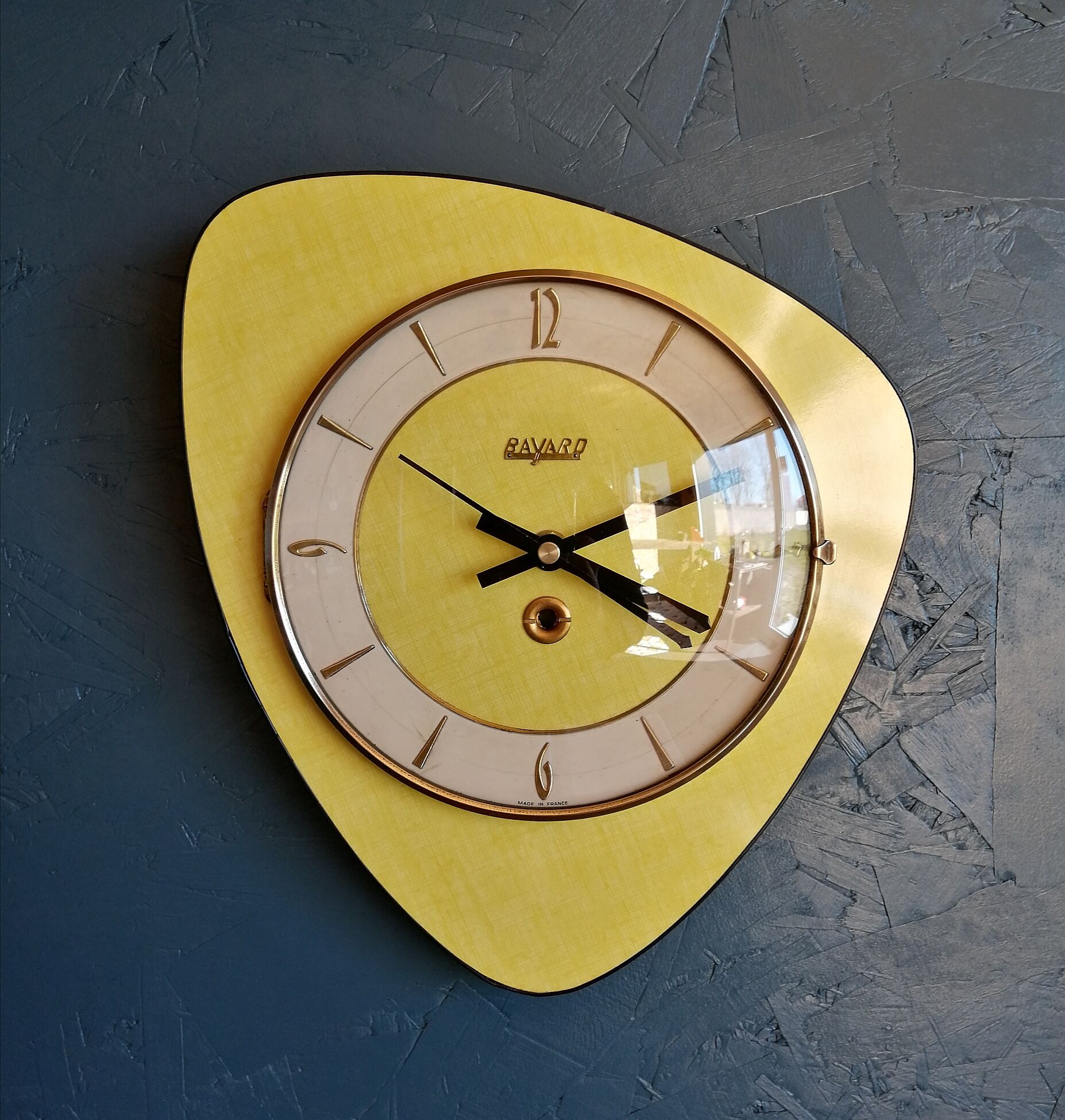 Vintage clock, "Yellow Bayard" wall clock