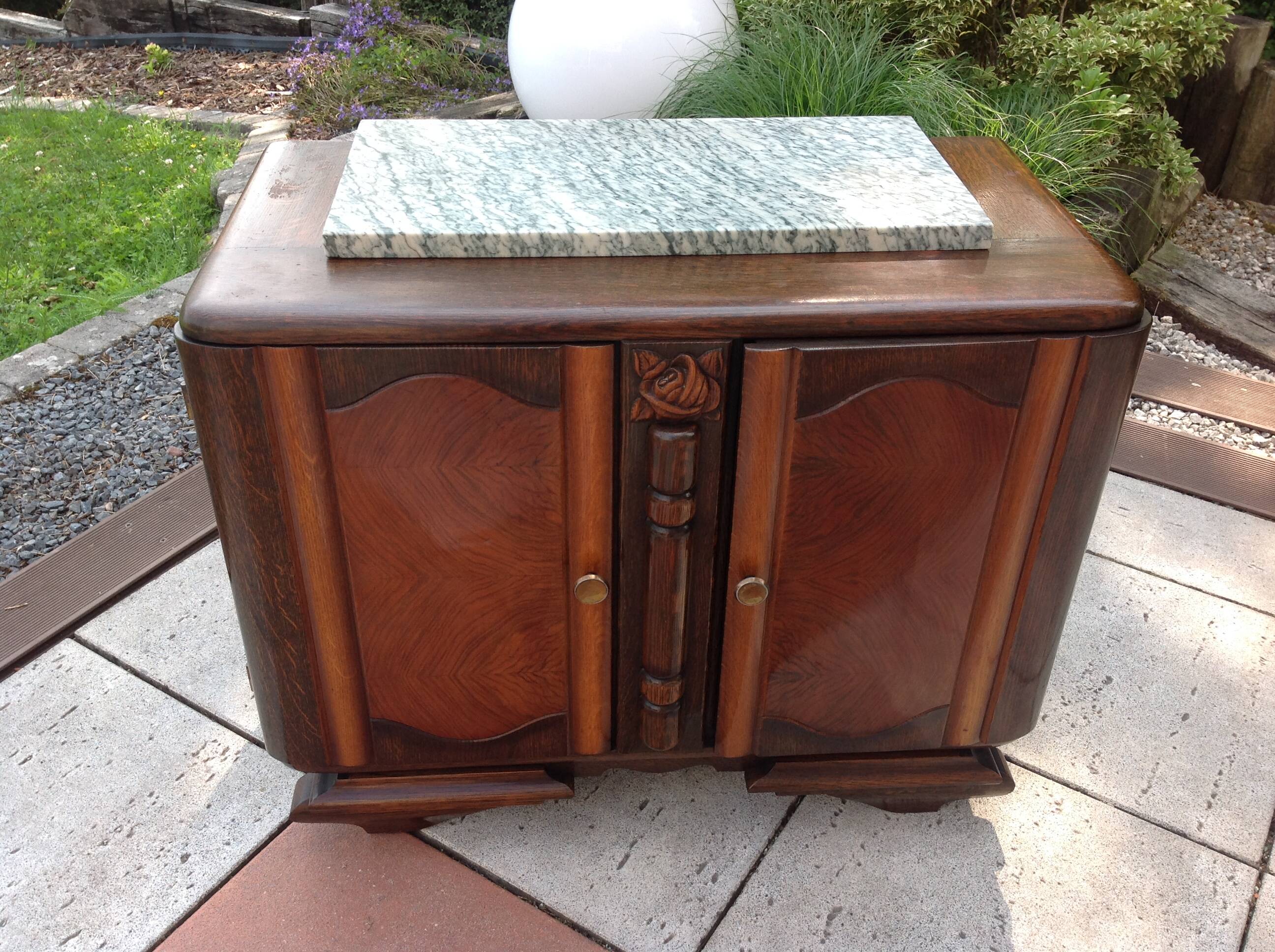 Two-door oak bedside table / 50s/60s