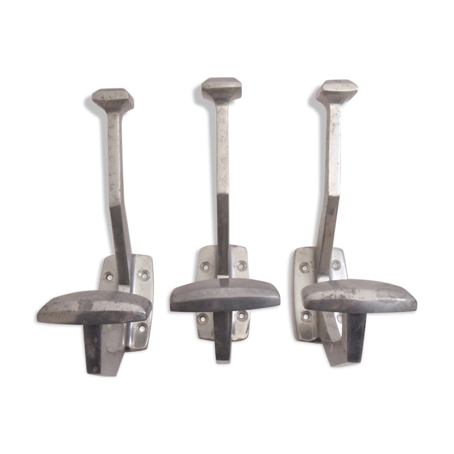 3 hooks vintage aluminum
