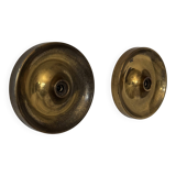 Vintage "disc" wall sconces, patinated brass, Italy 1970.