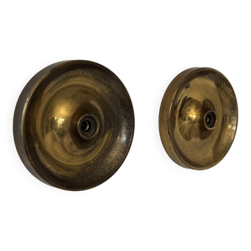Paire d'appliques vintage "disque", laiton patiné, Italie 1970