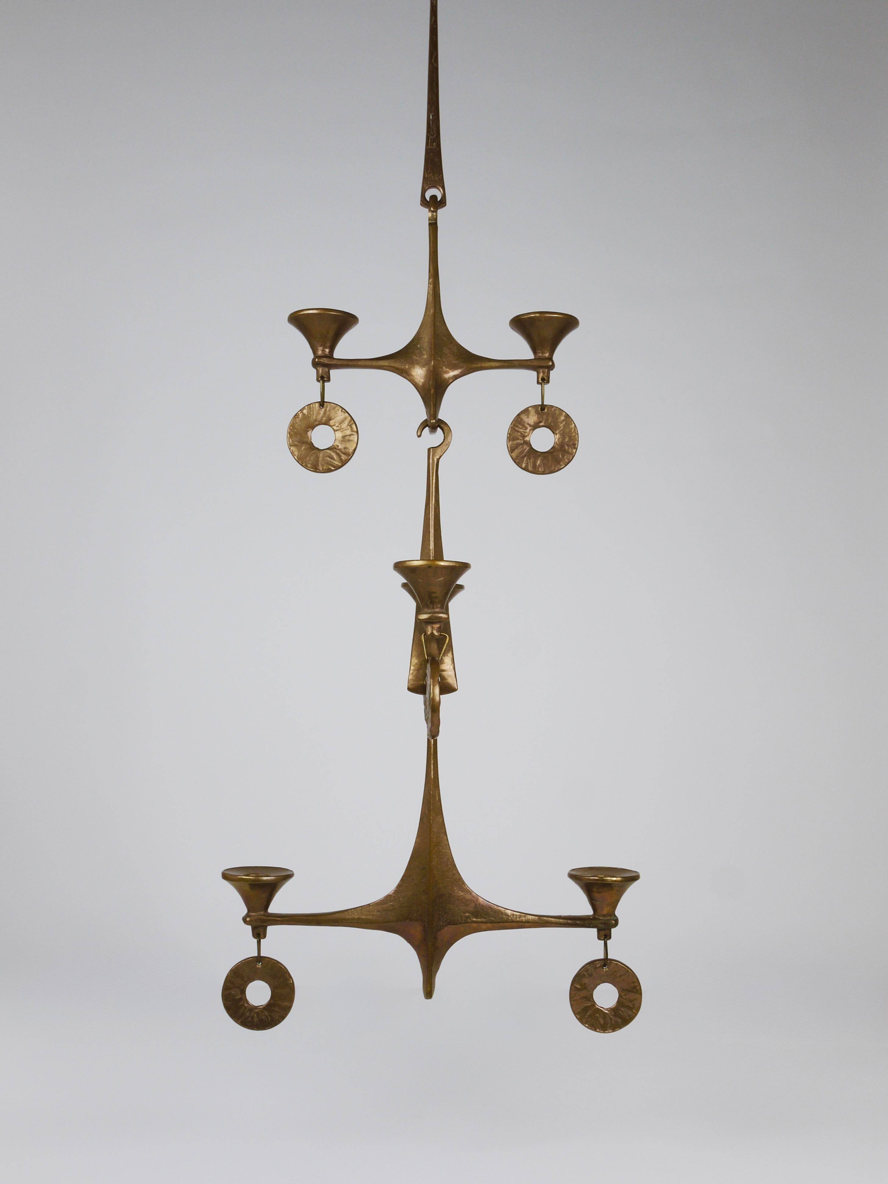 Grand Chandelier Suspended Candelabrum Brutalist Michael Harjes, 1970s