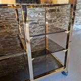 70s glass TV cabinet shelf console